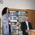 Pranešėjas Tomas Stanikas ir Vokiškų ir šveicariškų leidinių bibliotekos darbuotoja V. Korn
