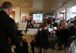 Kauno Juozo Gruodžio konservatorijos styginių orkestras, vadovaujamas Kristinos Domarkienės.