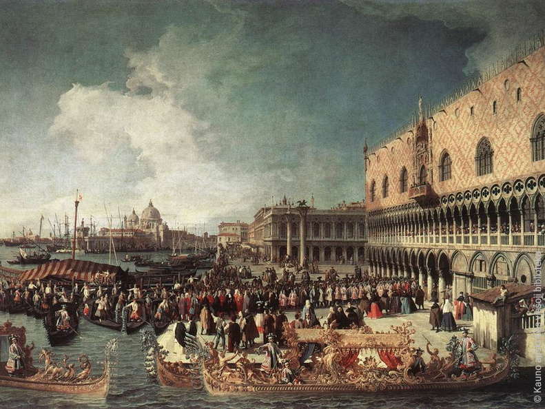 Canaletto. Ambasadoriaus priėmimas Dožų rūmuose. Apie 1730 m.