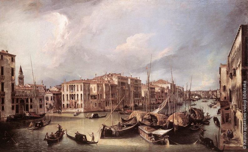 Canaletto. Didysis kanalas, žiūrint nuo šiaurės rytų link Rialto tilto. Apie 1725 m..jpg