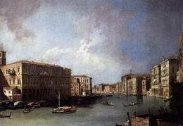 Canaletto. Didysis kanalas, žiūrintis į šiaurę nuo Rialto tilto. XVIII a.