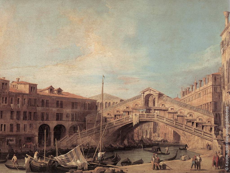 Canaletto. Didysis kanalas. Rialto tiltas, žiūrint iš  pietų pusės. Apie 1727 m..jpg