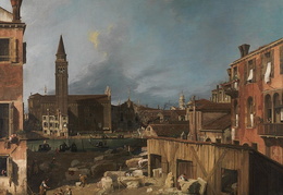 Canaletto. Mūrininko kiemas. XVIII a.