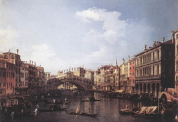 Canaletto. Rialto tiltas iš pietų pusės. Apie 1735 m.
