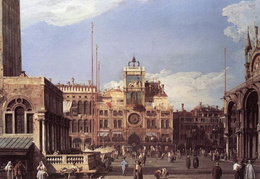 Canaletto. Šv. Morkaus aikštė ir laikrodžio bokštas. Apie 1730 m.