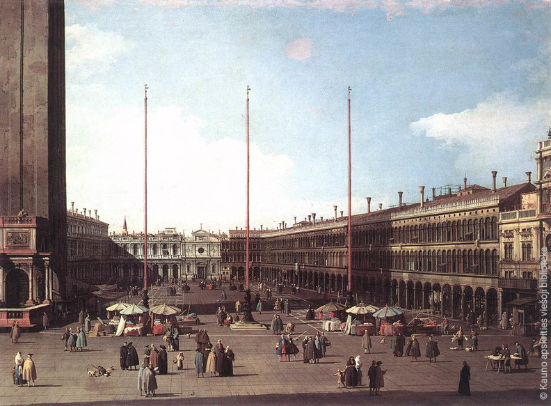 Canaletto. Šv. Morkaus aikštė, žvelgiant į Šv. Džiminjano bažnyčios pusę. Apie 1735 m..jpg