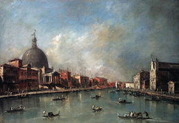 Francesco Guardi. Didysis kanalas su San Simeone Piccolo bažnyčia. Apie 1780 m.