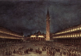 Francesco Guardi. Naktinė procesija Šv. Morkaus aikštėje. 1758 m.