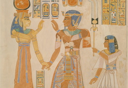 Ramesas III ir princas Amenherkhepeshef priešais deivę Hator. Egiptas. Apie 1184–1153 m. pr. Kr.