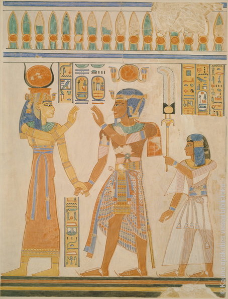 Ramesas III ir princas Amenherkhepeshef priešais deivę Hator. Egiptas. Apie 1184–1153 m. pr. Kr..jpg