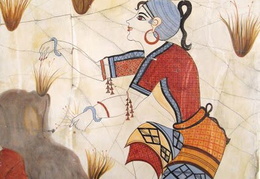 Šafrano rinkėja. Sienų tapyba. Santorini, Graikija. Apie 1650 m. pr. Kr.