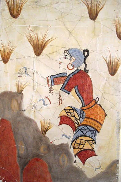 Šafrano rinkėja. Sienų tapyba. Santorini, Graikija. Apie 1650 m. pr. Kr..jpg