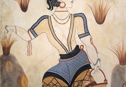 Šafrano rinkėja. Sienų tapyba. Santorini, Graikija. Apie 1650 m. pr. Kr. 