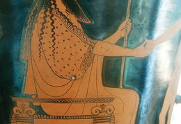 Poseidonas sveikina Tesėją. Fragmentas. Keramika. V a. pr. Kr.