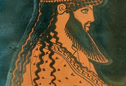 Poseidono galva. Fragmentas iš - Poseidonas sveikina Tesėją. Keramika. V a. pr. Kr.
