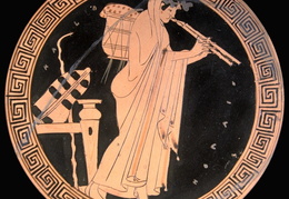 Vyras grojantis aulu. Keramika. 490 m. pr. Kr.