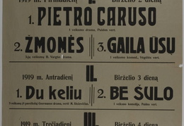 Juozo Vaičkaus „Skrajojamojo teatro“ afiša. 1919 m.