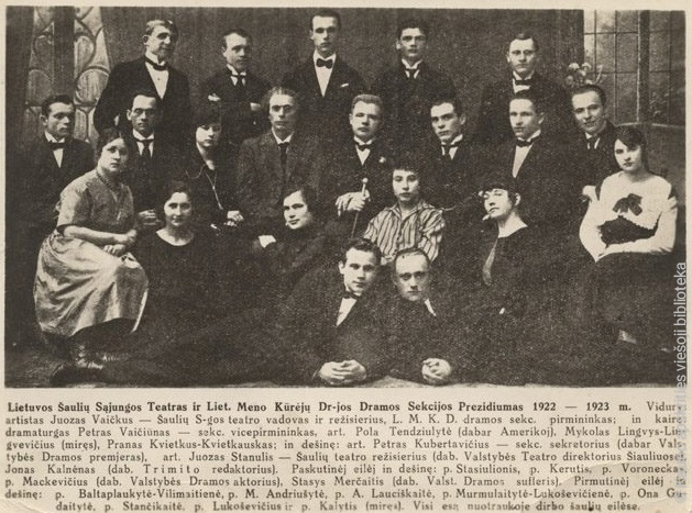 Lietuvos Šaulių sąjungos teatras ir Lietuvių meno kūrėjų draugijos Dramos sekcijos prezidiumas. 1922-1923 m.