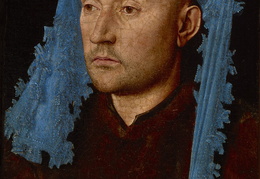 Janas van Eikas. Vyras su mėlyna kepure. Apie 1430 m.