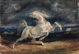 Eženas Delakrua. Audros išgasdintas žirgas. Apie 1824 m.
