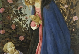 Sandras Botičelis. Mergelė Marija stebi mieganti kūdikėlį Kristų. Apie 1490 m. 