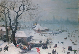 Lucas van Valckenborch. Žiemos peizažas su sniegu netoli Antverpeno. 1575 m.