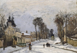 Kamilis Pisarò. Kelias į Versalį Luveciene (sniego efektas). 1869 m.