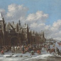 Tomas Heeremansas. Žiemos peizažas su pramogautojais ant užšalusio ežero. 1681 m.