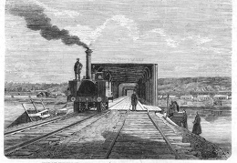 Žaliojo (geležinkelio) tilto per Nemuną vaizdas. Dail. E. Gorazdowski. Raižinys