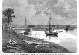 Geležinkelio tilto per Nemuną vaizdas. Dail. E. Gorazdowski. Raižinys