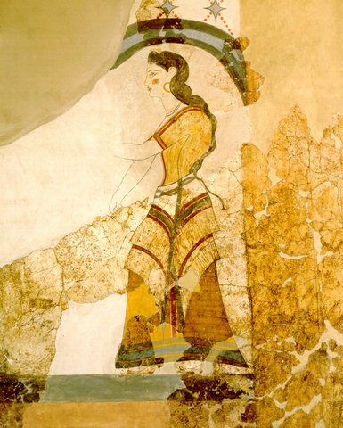 Akrotiri mergelė. Santorini, Graikija. Bronzos amžius